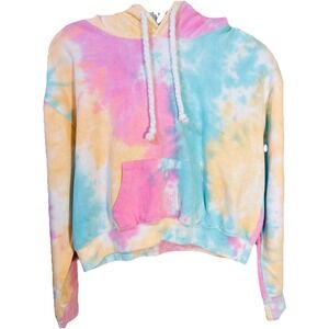 Exist Tie Dye Cropped Oversized Hoodie Pink Surfer Beach Y2K Size S